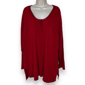 Venezia Jeans Scoop Neck Tie Detail Long Sleeve Red Sweater Tunic Women 26 - 28